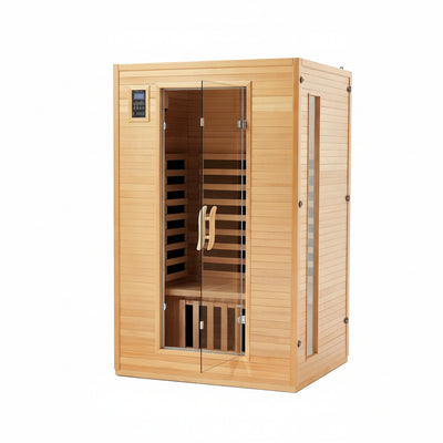 Infrared Sauna Built for Home Wellness, 2 Person Capacity, Low EMF Carbon Heating, Canadian Hemlock Wood
