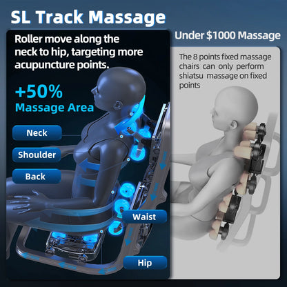 4D Full Body Massage Chair Zero Gravity Shiatsu Recliner,Sl Track Massage Chair with Heating,Leg Auto Extension,Bluetooth,Ai Voice and APP Controller,White