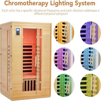 Infrared Sauna Built for Home Wellness, 2 Person Capacity, Low EMF Carbon Heating, Canadian Hemlock Wood