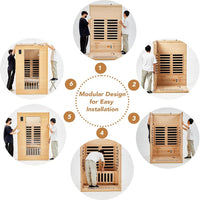 Infrared Sauna Built for Home Wellness, 2 Person Capacity, Low EMF Carbon Heating, Canadian Hemlock Wood