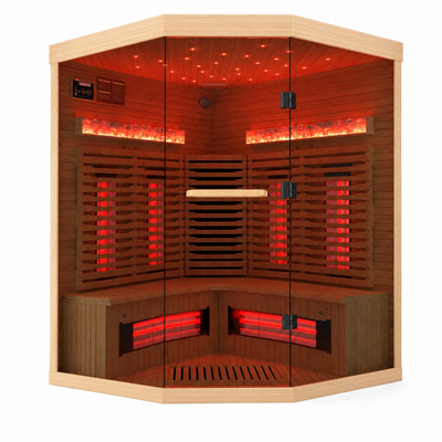 Infrared Sauna Built for Home Spa Experience, Canadian Hemlock Wood, Himalayan Salt Therapy, 3-4 Person