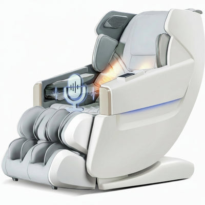4D Full Body Massage Chair Zero Gravity Shiatsu Recliner,Sl Track Massage Chair with Heating,Leg Auto Extension,Bluetooth,Ai Voice and APP Controller,White