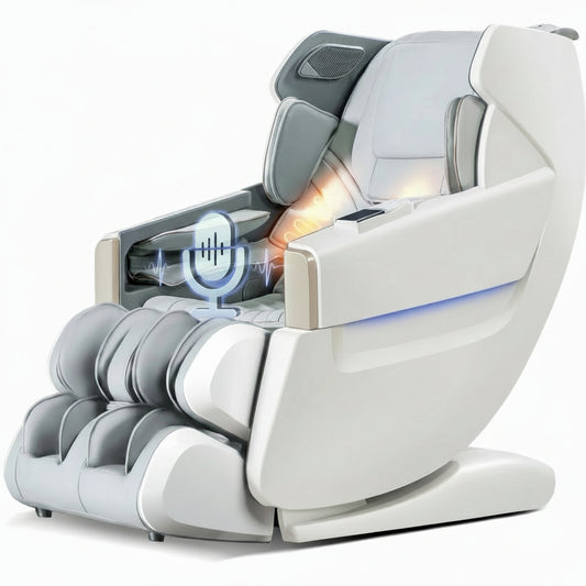 4D Full Body Massage Chair Zero Gravity Shiatsu Recliner,Sl Track Massage Chair with Heating,Leg Auto Extension,Bluetooth,Ai Voice and APP Controller,White