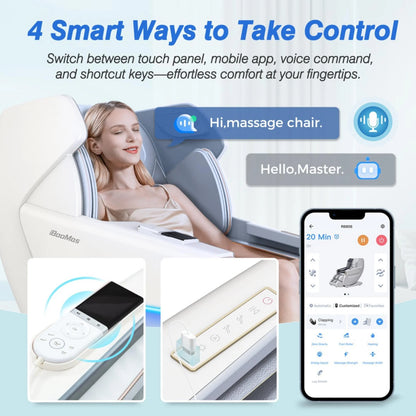 4D Full Body Massage Chair Zero Gravity Shiatsu Recliner,Sl Track Massage Chair with Heating,Leg Auto Extension,Bluetooth,Ai Voice and APP Controller,White