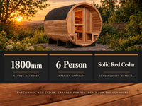 6-Person Patchworkred Cedar Traditional Steam Barrel Sauna — Results & Stats